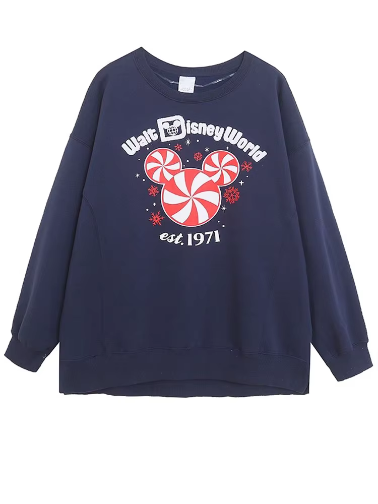 Disneyland Walt Disney lettre du monde Mickey Mouse dessin animé imprimé broderie sweat joyeux noël