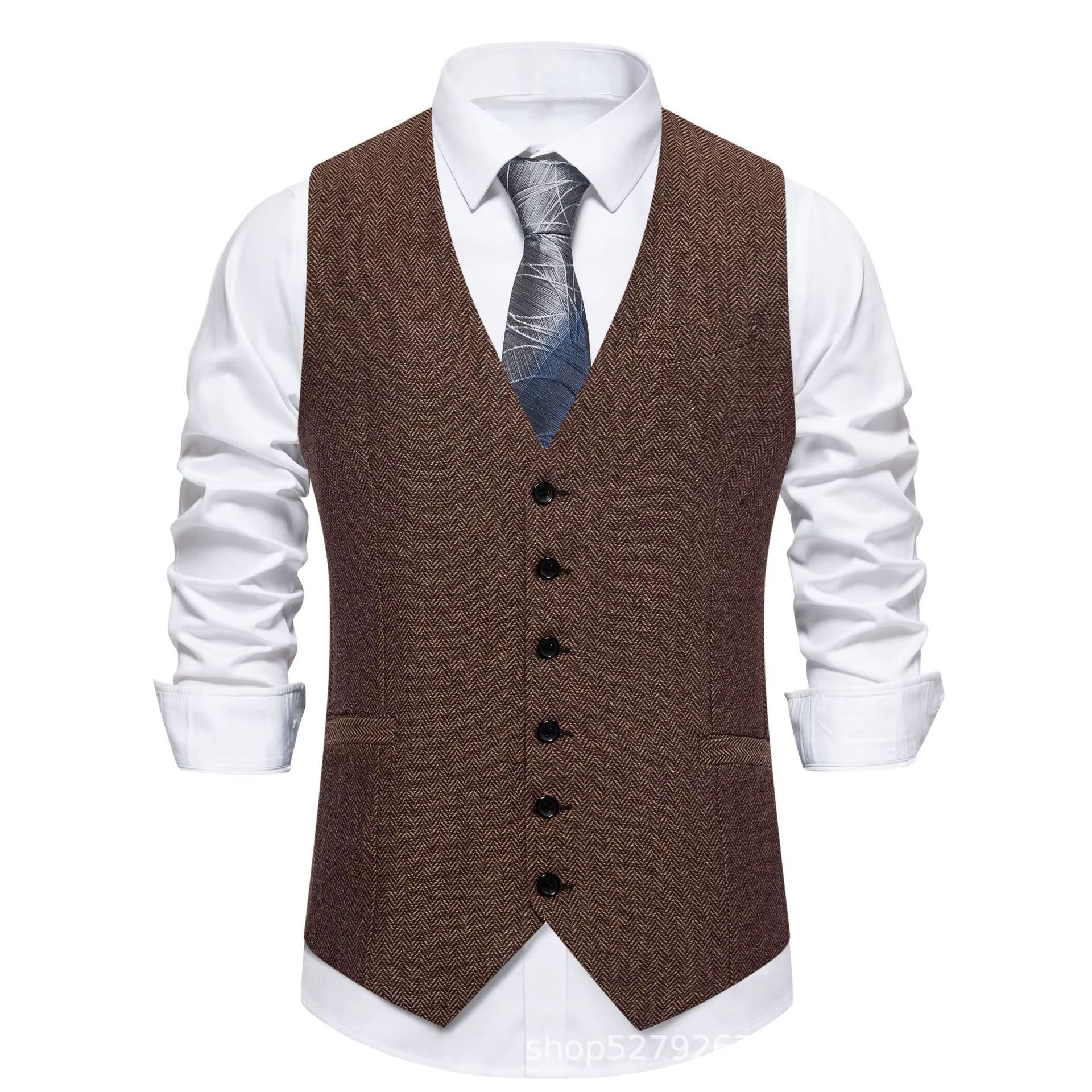 Gilet de costume pour hommes, couleur unie, costume à chevrons, vêtements de travail décontractés, r