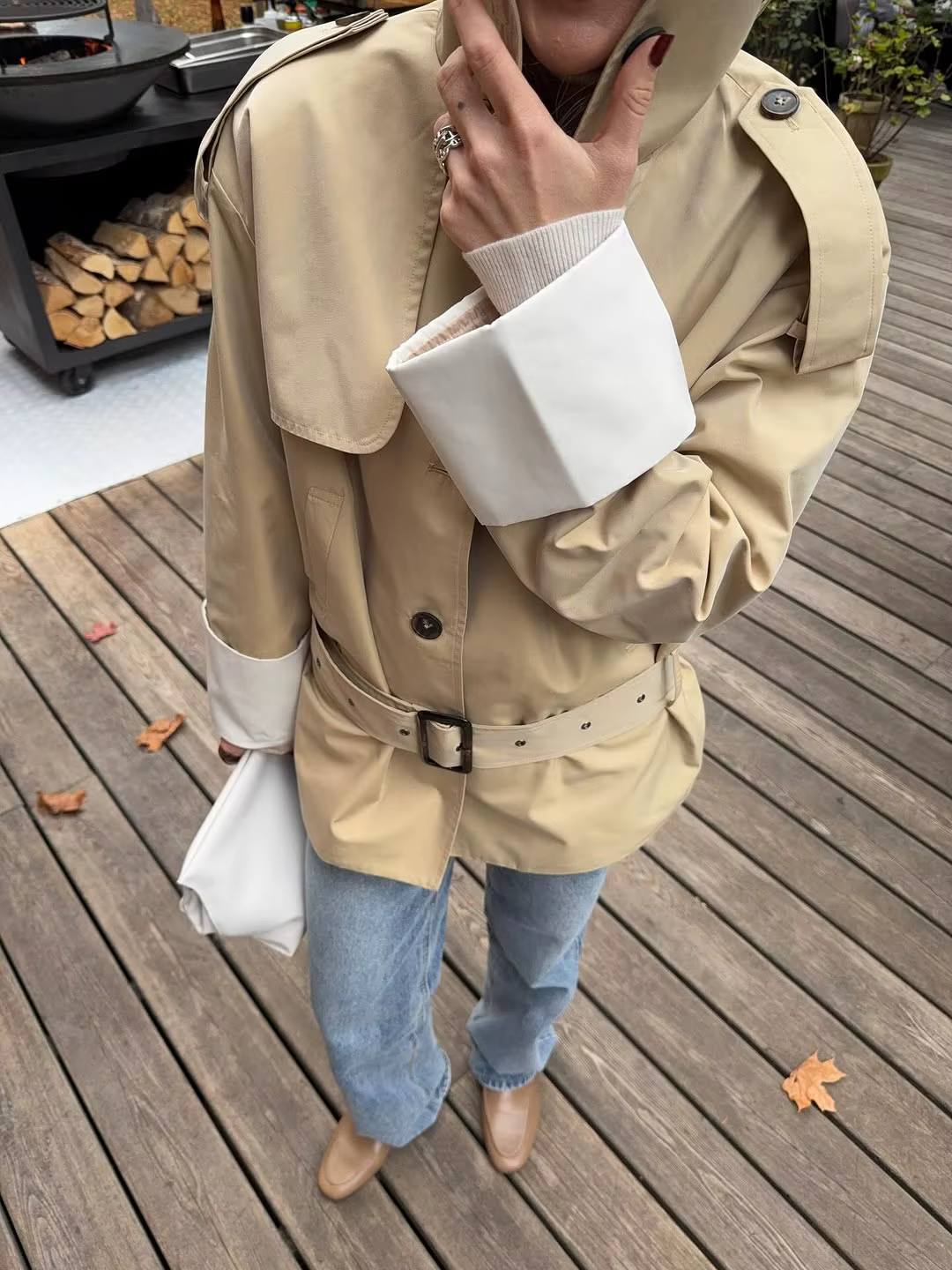 Trench-Coat Chic à col montant pour femmes, avec ceinture, manchette contrastée, simple boutonnage,