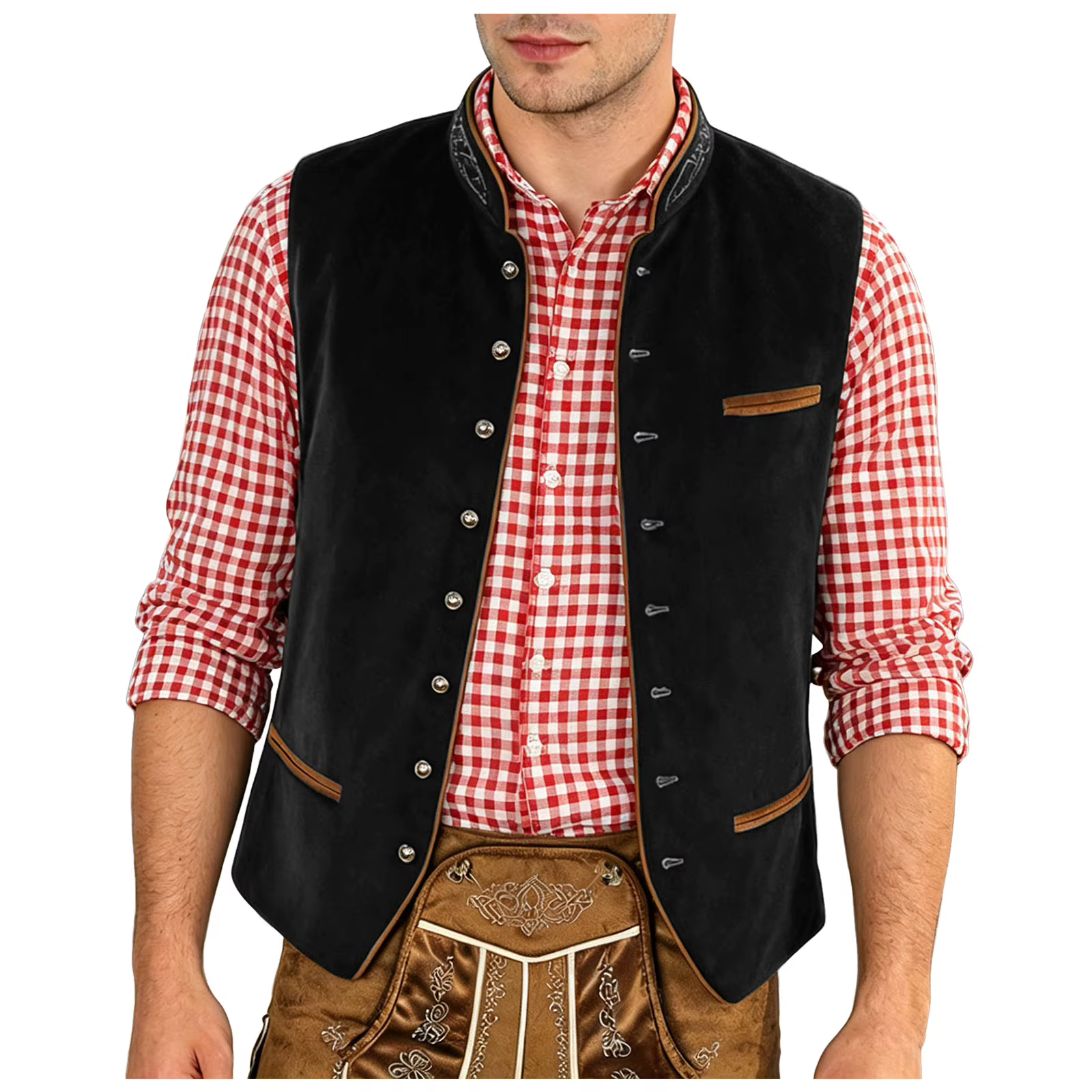 Gilet de costume en velours médiéval pour hommes, veste classique à simple boutonnage pour Halloween