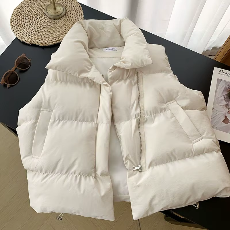 2025 vers le bas coton gilet femmes automne hiver court ample gilet décontracté femmes vêtements san