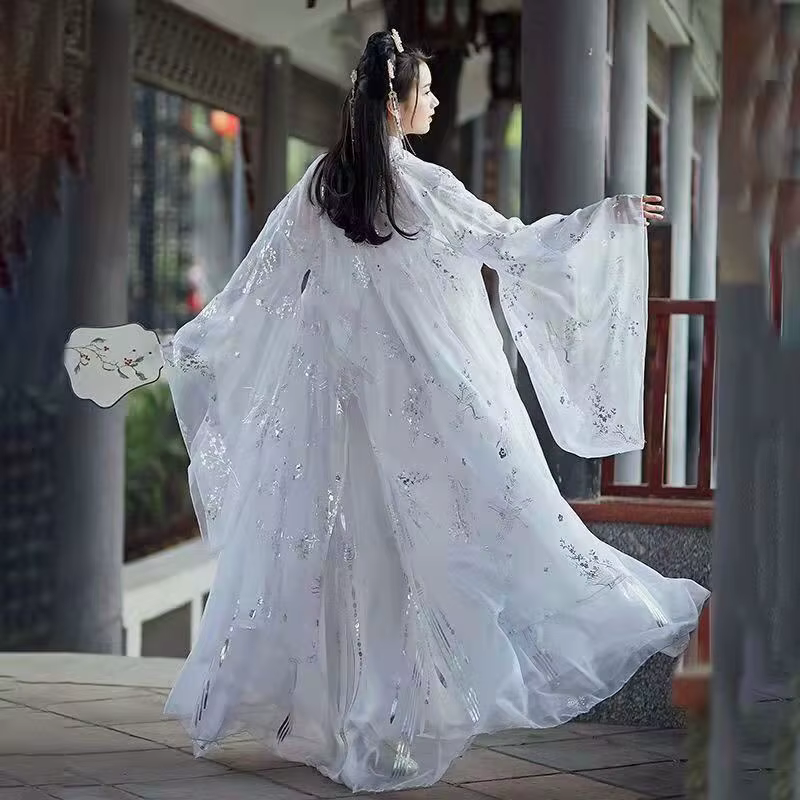 Cardigan Hanfu en mousseline de soie pour femme, manteau chinois, olympiques de cosplay, costume de 