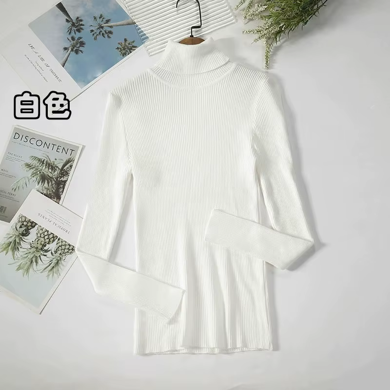 Pull col roulé pour femme, collection automne-hiver 2026, style coréen, coupe ajustée, manches longu