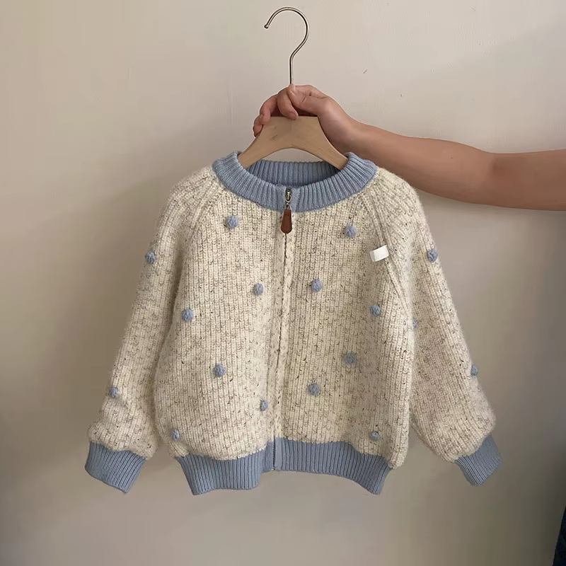 Pull épais et jean polaire pour filles, ensemble deux pièces, couleur contrastée, à pois, nouvelle c