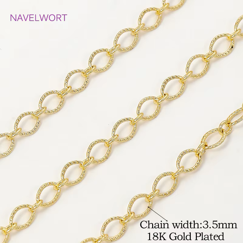 Chaîne décorative ovale plaquée or 18 carats pour bijoux, chaîne en métal pour travaux d'aiguille, r