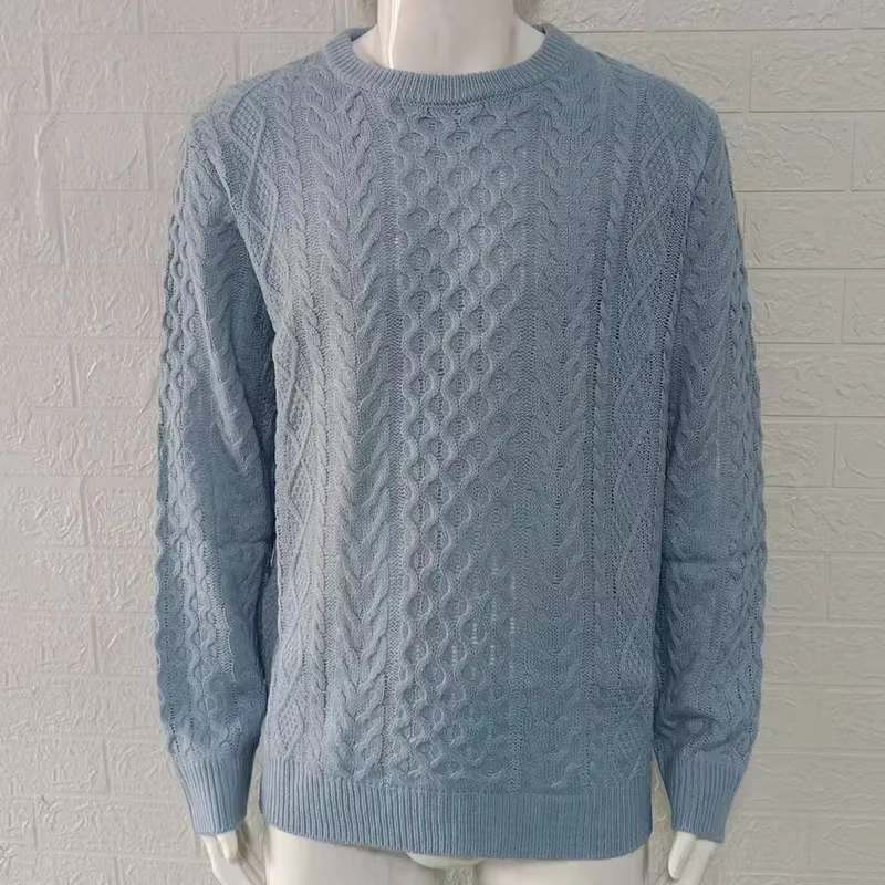 Nouveau Pull Rose Homme Automne Hiver – Tricot Doux et Chaud Décontracté – Vêtement Masculin Uni Ten