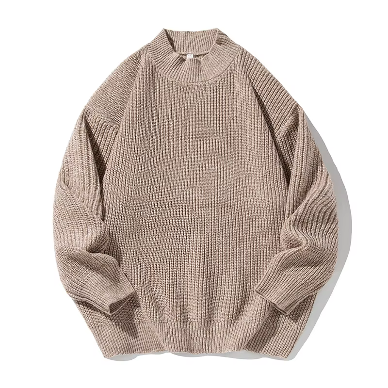 Pull rétro à demi-col roulé en tricot épais, automne hiver, Texture dénoyautée, Jacquard épais, chau