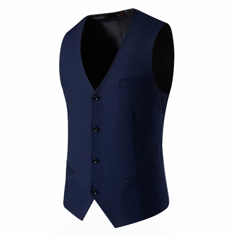 Gilet de costume pour hommes, intelligent, décontracté, sans manches, simple boutonnage, couleur uni