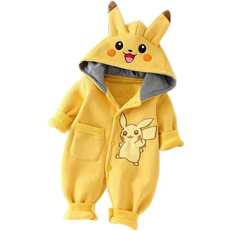Nouveau dessin animé mignon Pokemon Pikachu bébé Pyjamsa nouveau-né hiver à manches longues enfants