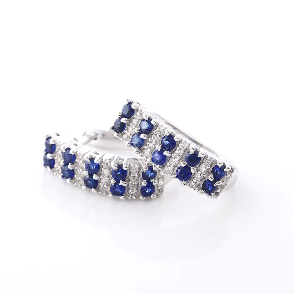 CHARMING – ensemble de bijoux en saphir bleu 2025, pierres précieuses cultivées en laboratoire, en a