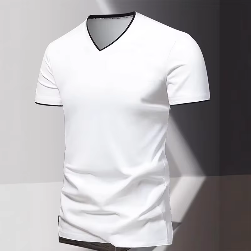 T-shirt pour homme à col en V et manches courtes, T-shirt de sport et de loisirs pour homme, T-shirt