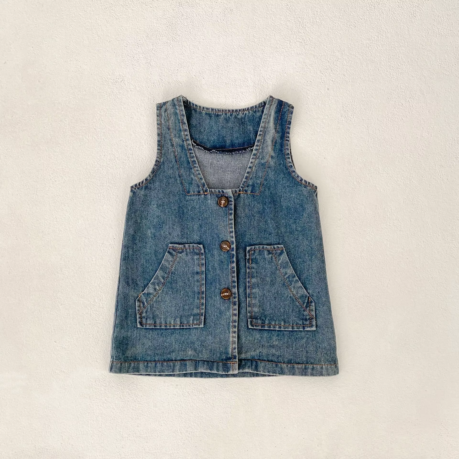 Nouvelle robe gilet en jean pour bébés filles, robe polyvalente 2025 pour filles, veste en jean à Do