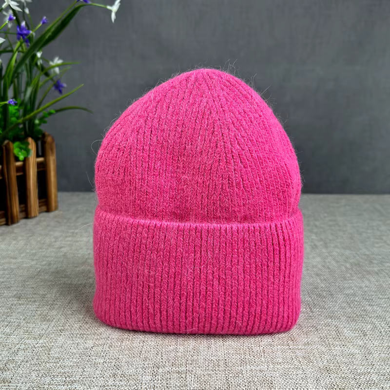 Chapeau d'hiver en poils de lapin Angora pour femmes, bonnet tricoté, doux et chaud, pour voyage, Sk