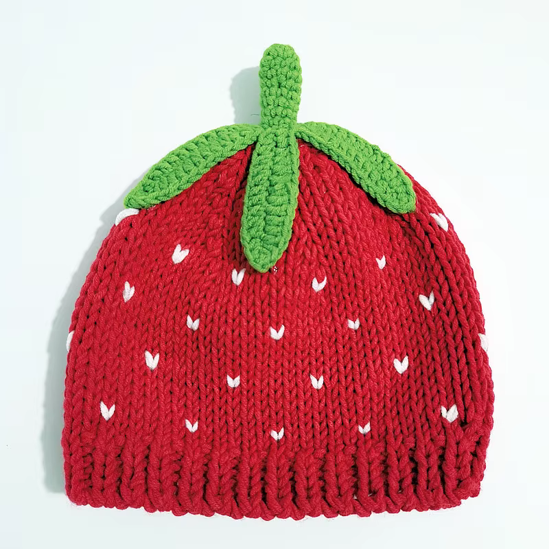 Casquette de fruits hommes femmes fraise cerise Crochet chapeau à la main Floral Portable tricoté mi