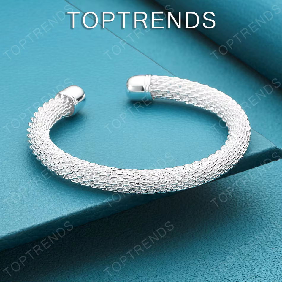 Bracelet en maille réglable en argent Sterling 925 pour hommes et femmes, accessoires de bijoux orig
