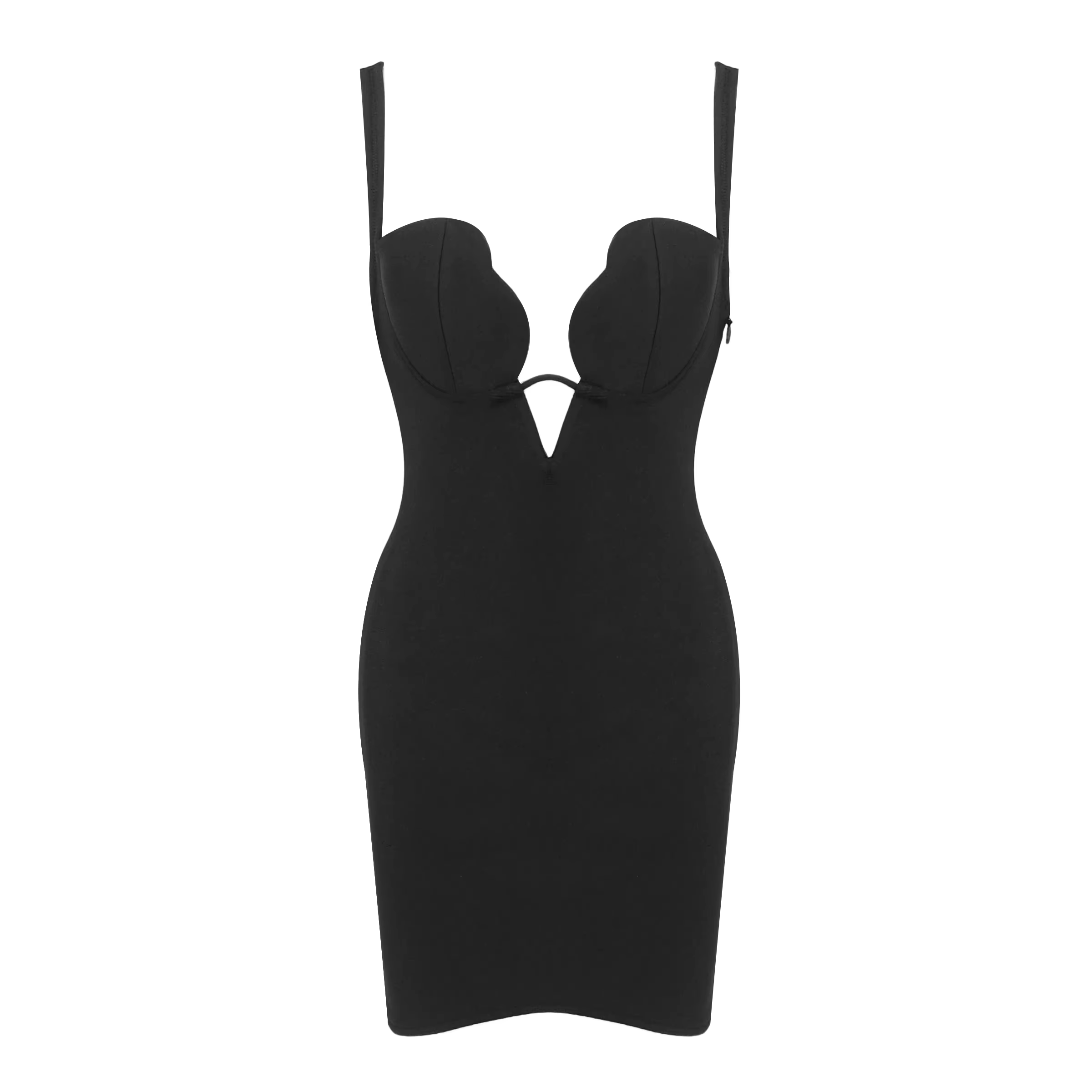 VC-Robe courte à col en V profond irrégulier, robe de cocktail, robe de soirée, bord ondulé, bandage