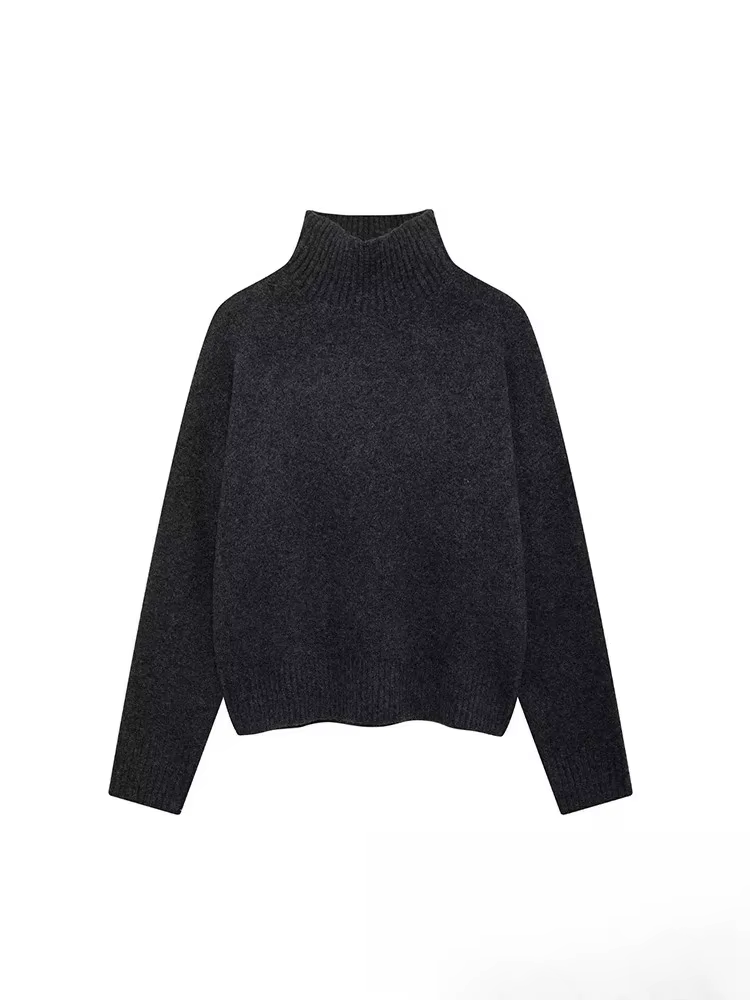 KONDALA Vintage Chic femmes pull solide col rond à manches longues tricoté pull ample nouvelle mode