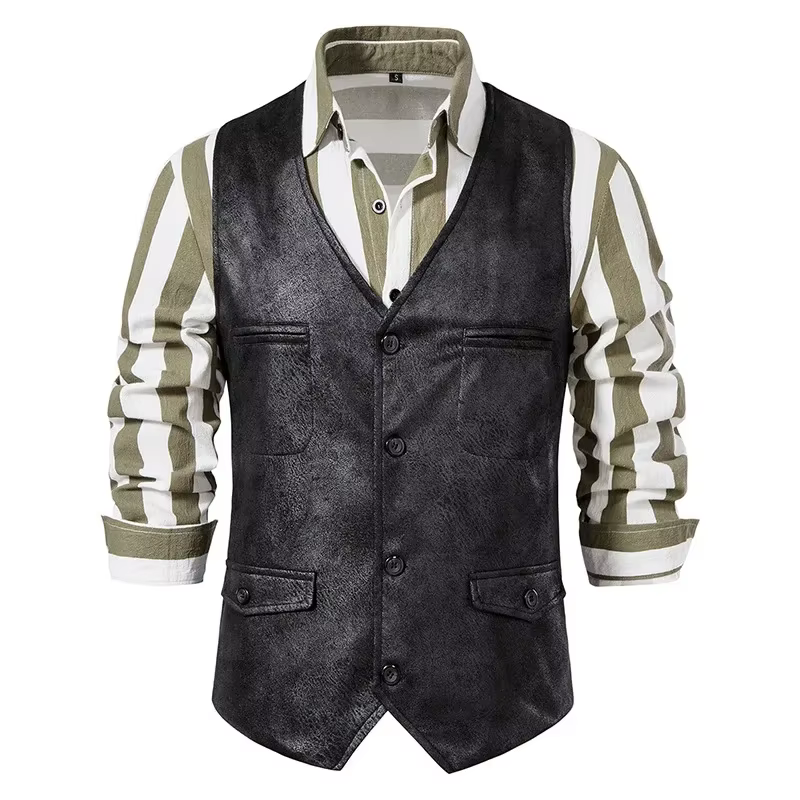 Nouveau Gilet Homme 2026 en Daim Col V Simple Boutonnage – Veste Décontractée Chic pour Homme, Idéal