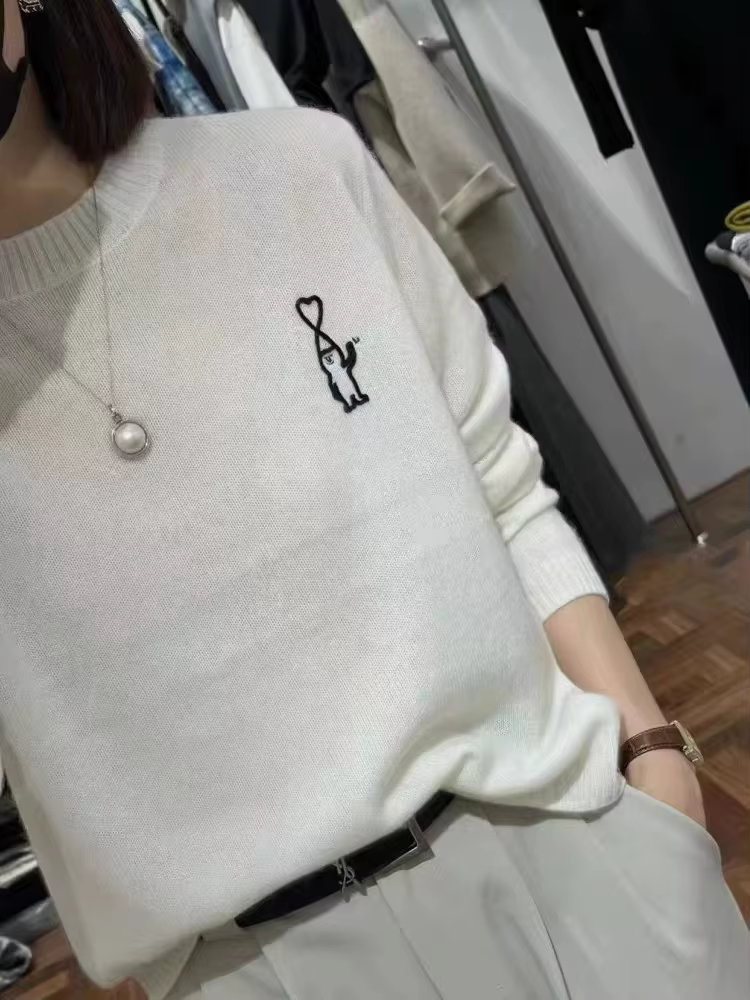 Pull en cachemire à manches longues et col rond pour femme, nouveau Style, haut brodé, printemps et 