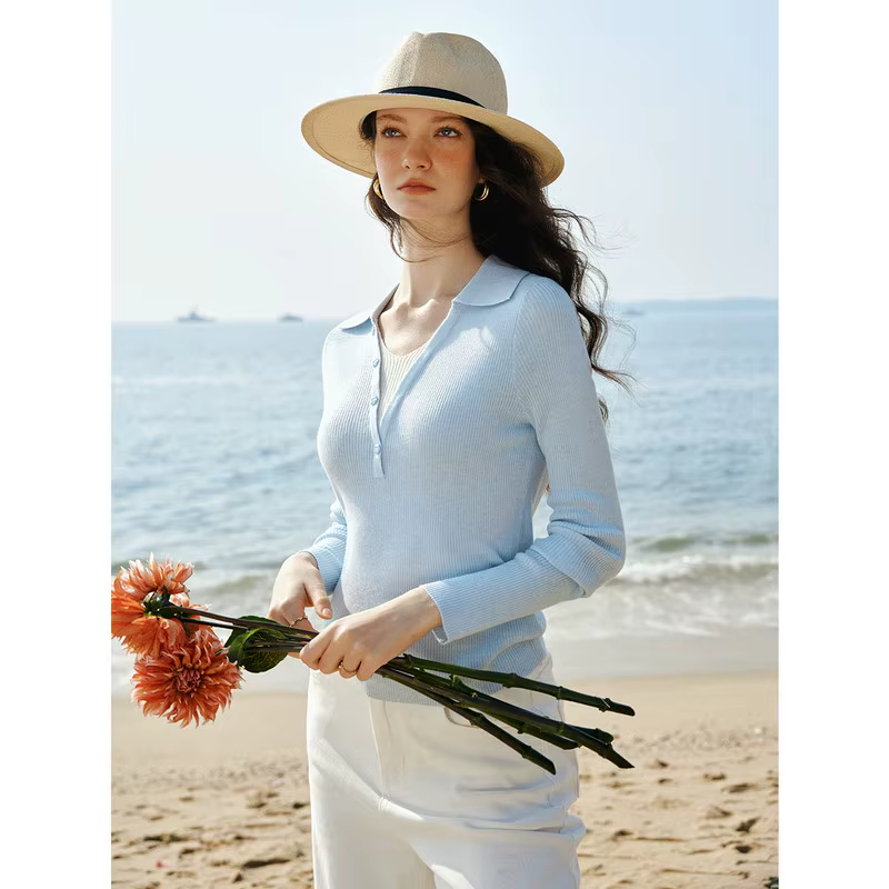 Pull-over décontracté OLrain pour femme, collection Printemps 2026, patchwork 2-en-1, col polo, coup