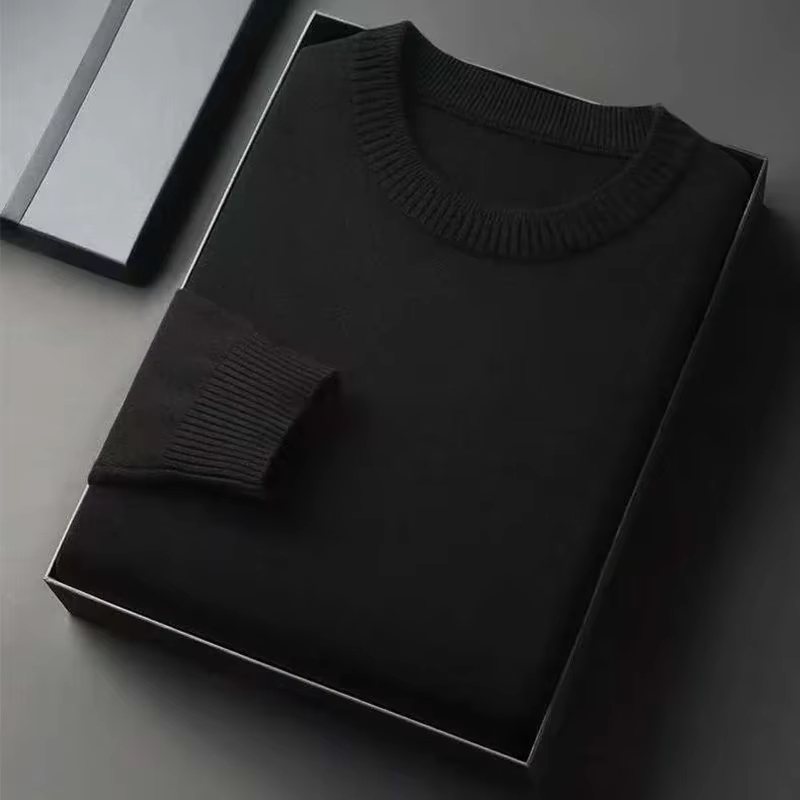 Pull classique en tricot à col rond pour hommes, manches longues, doux, décontracté, léger, couleur