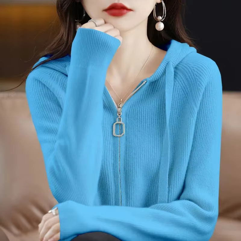 Cardigan tricoté à manches longues pour femmes, pull décontracté, fermeture éclair, chaud, mode coré