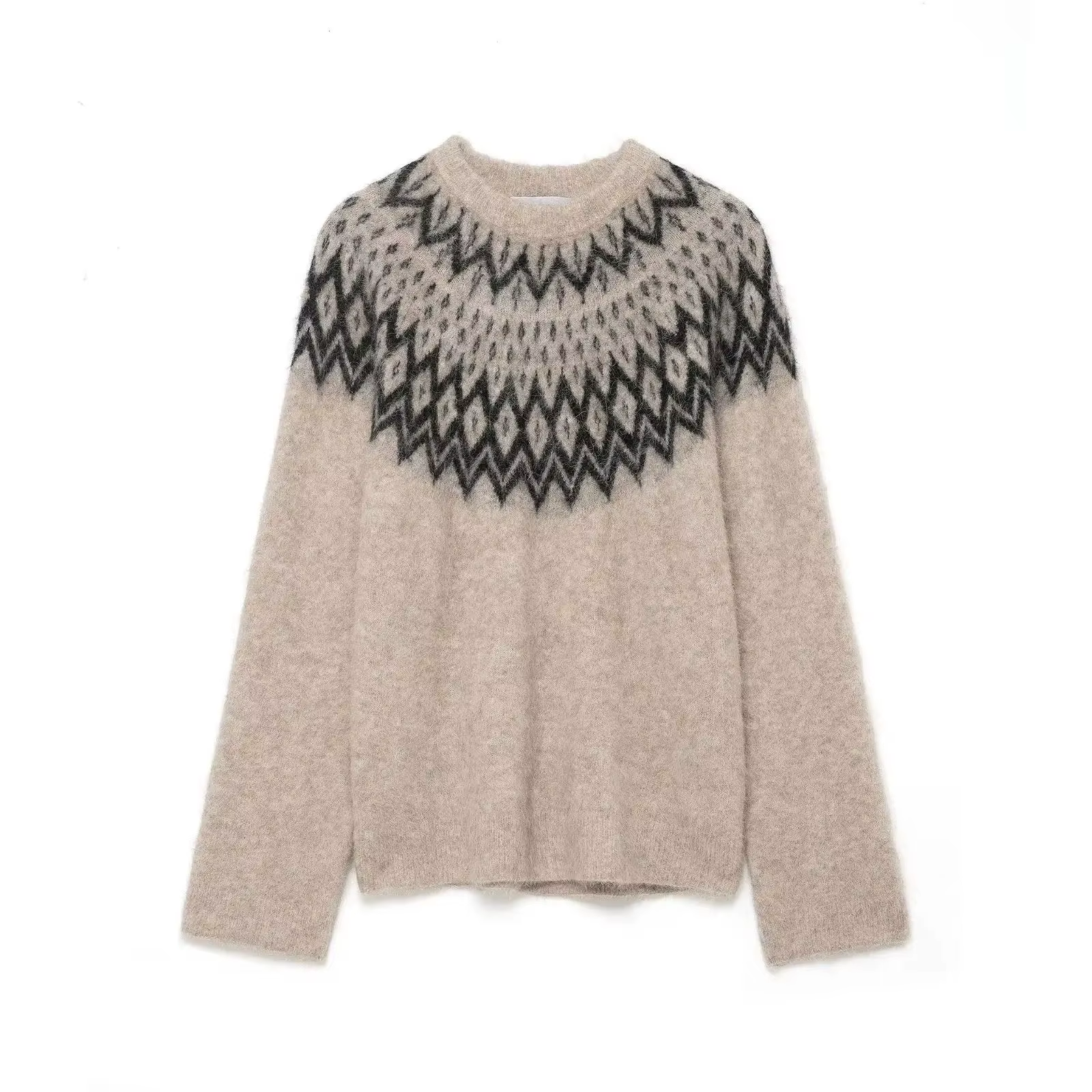 HH femmes hiver mode Ski série alpaga Jacquard tricot pull femme polyvalent col rond à manches longu