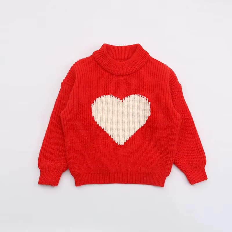 Pull à motif de cœur pour bébé fille et garçon, vêtements pour tout-petits, bébé Leon, automne, prin