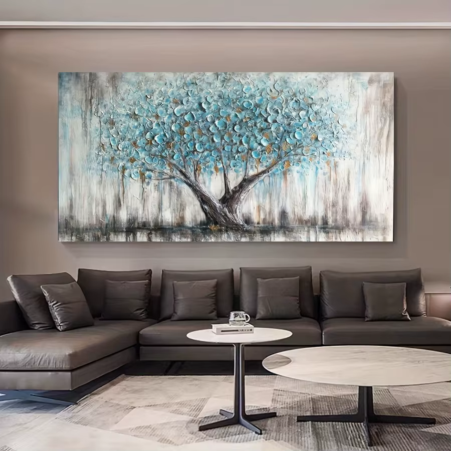 Arbre de Vie Abstrait Peinture Art, Turquoise Sans Cadre, Décoration Murale Moderne, Convient pour C