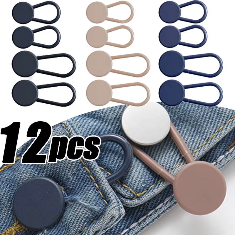 Extensions de boutons flexibles, 6/12 pièces, extensions de taille pour pantalons, extension de pant