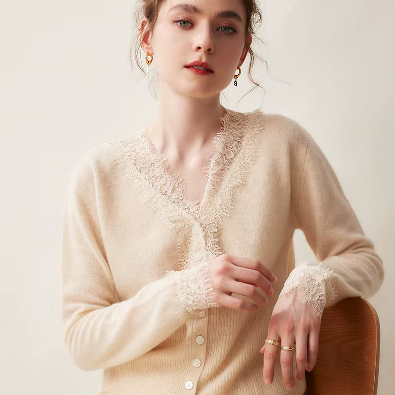 Cardigan tricoté en cachemire pour femme, pull Chic, manteau court, décontracté, col en v, chemise a