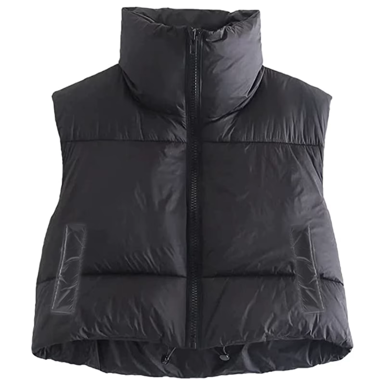 Gilet court chaud pour femme, col montant, sans manches, léger, vêtements d'extérieur à la mode, aut