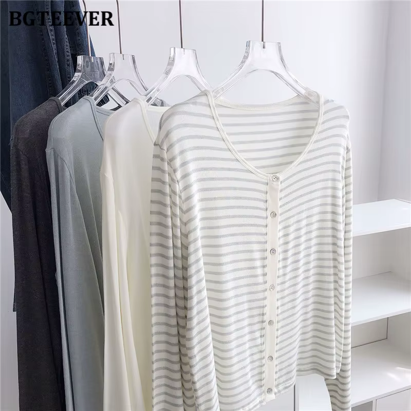 BGTEEVER Cardigan en lin et acétate pour femme, cardigan fin en soie printemps/été, haut en tricot r