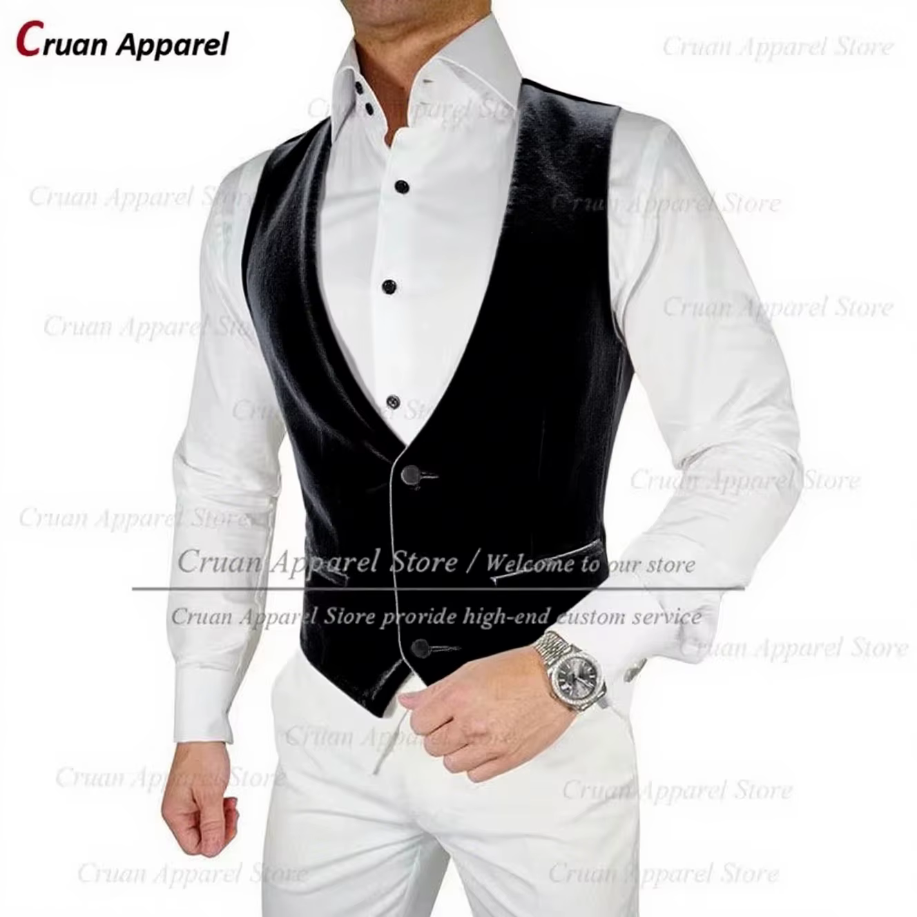 Gilet en velours formel pour hommes, 1 pièce, sur mesure, élégant, noir, veste sans manches, pour Ba