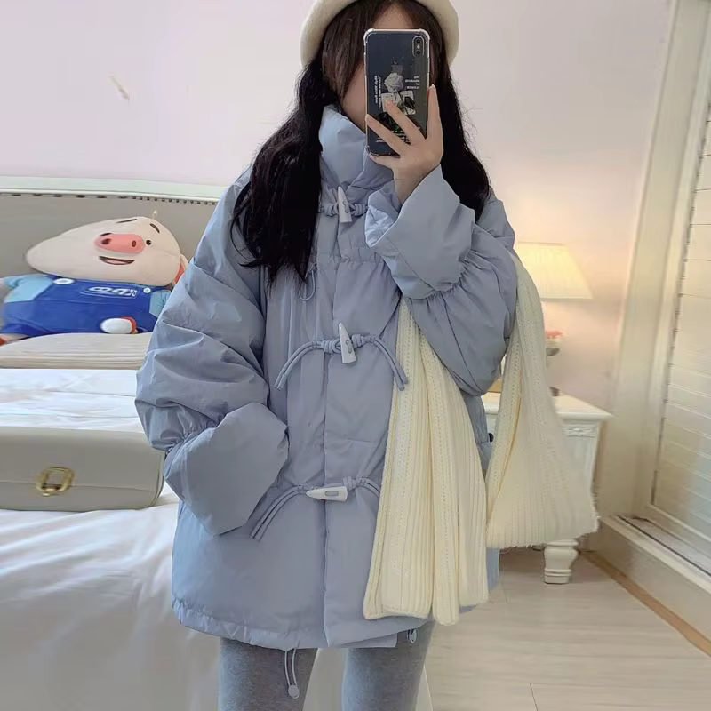 Veste en duvet de coton pour femmes, nouveau manteau de sport d'hiver avec boutons en corne pour étu