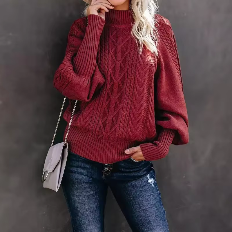 2025 hiver nouveau mi cou pull femmes lâche à manches longues tricoté chandails femme confortable dé