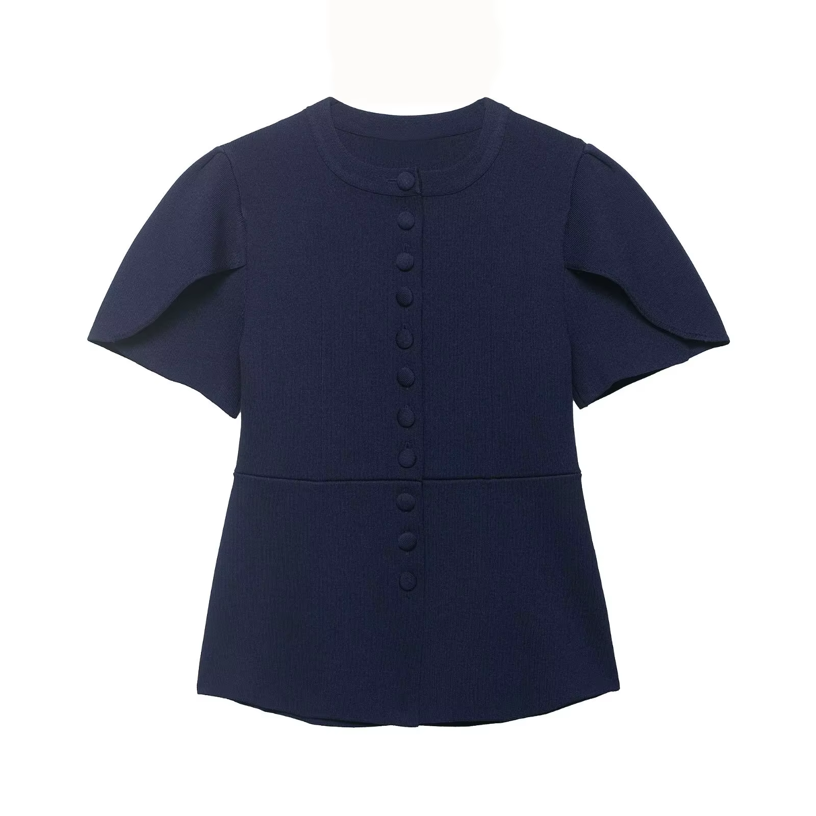 Cardigan Femme à Ouvertures Nouvelle Collection Printemps-Été 2026, Manches Courtes Bouffantes, Col