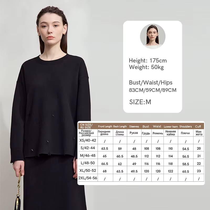 AMII femmes pull 2025 automne nouveau couleur unie banlieue pull haut femme bureau col rond à manche
