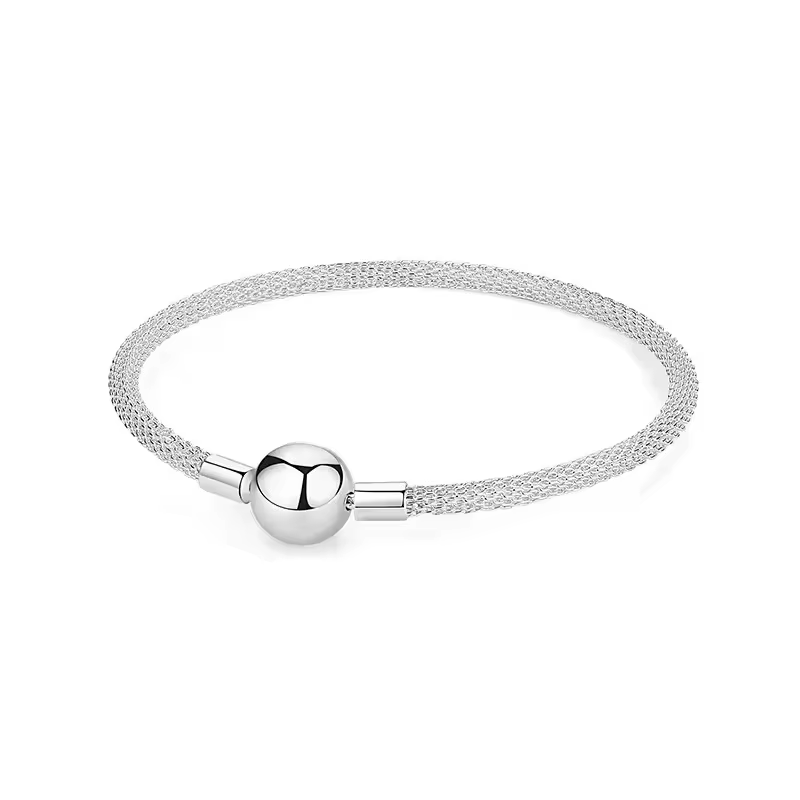 Bracelet en argent sterling 925 avec chaîne serpent et maille pour femme, fermoir cœur et cube, bijo