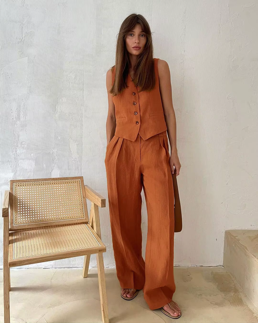 Été femmes gilet haut pantalons décontractés deux pièces costume 2025 nouvelle mode féminine gilet s