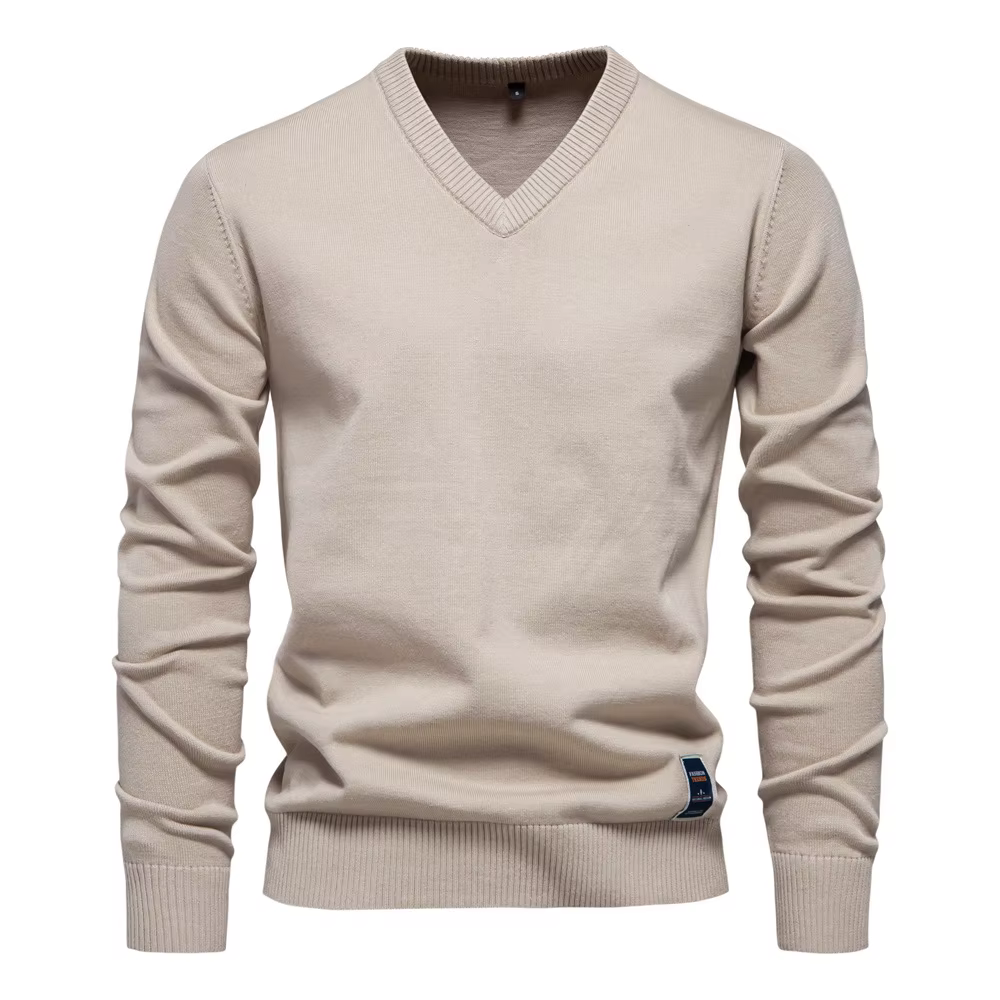 Pull en coton à manches longues pour hommes, pull à col en V, vêtements chauds, pull décontracté, do