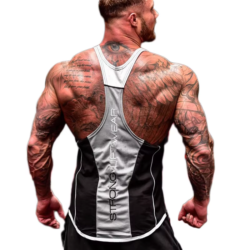 Nouveau débardeur de fitness musculaire pour homme, style américain, sport décontracté, dos en X, co