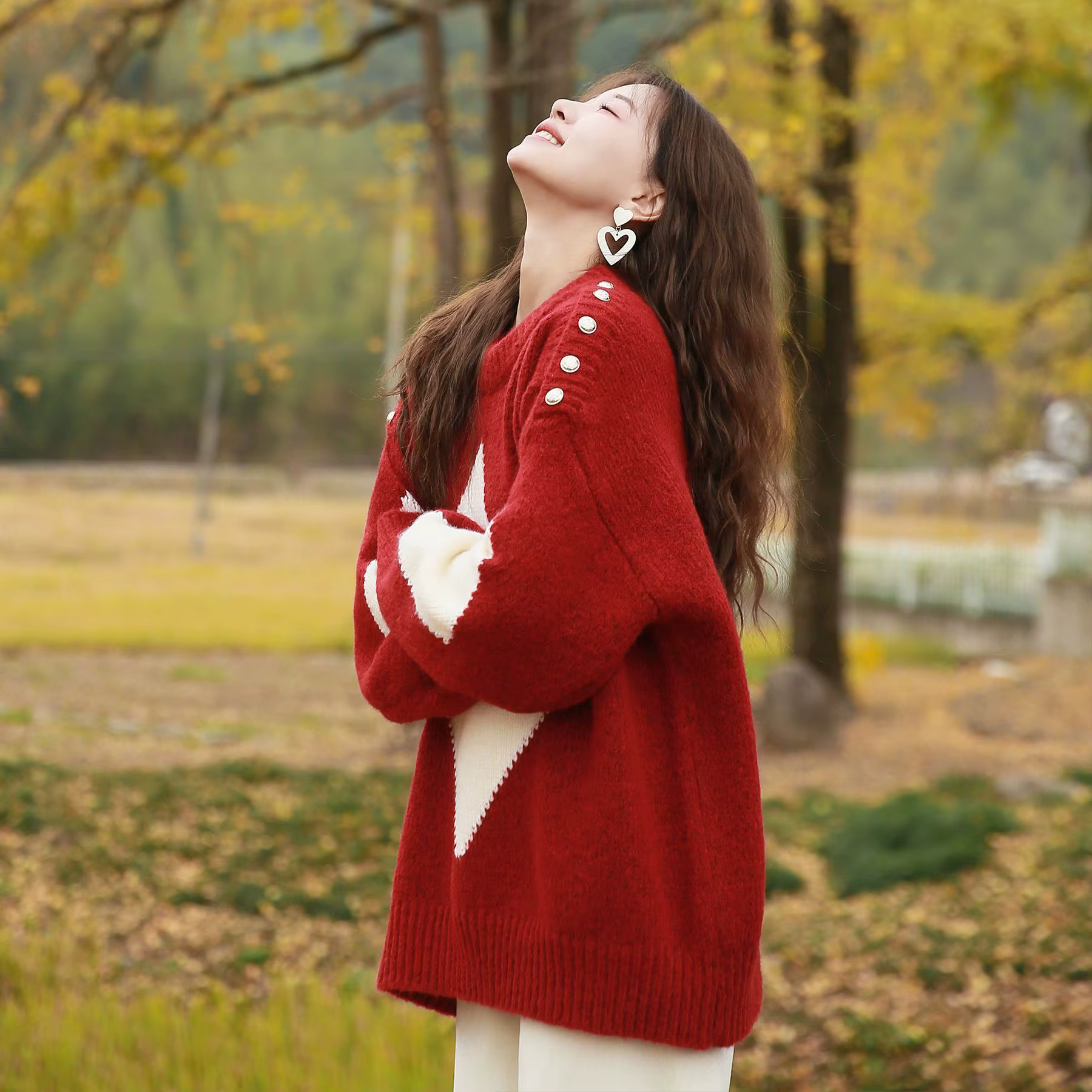 Pull ample rouge de noël pour femmes, haut tricoté épais, nouvelle mode automne et hiver 2025