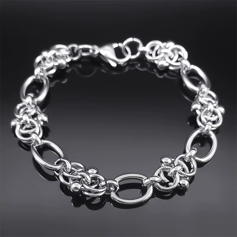 Collier chaîne gothique avec nœud d'épines pour hommes et femmes, en acier inoxydable, couleur argen