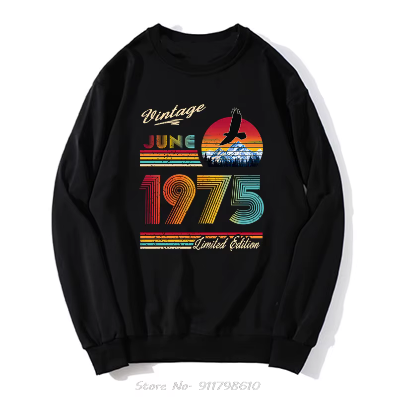 Sweat à capuche à col rond imprimé juin rétro, sweat-shirt graphique, streetwear respirant, pull UNI