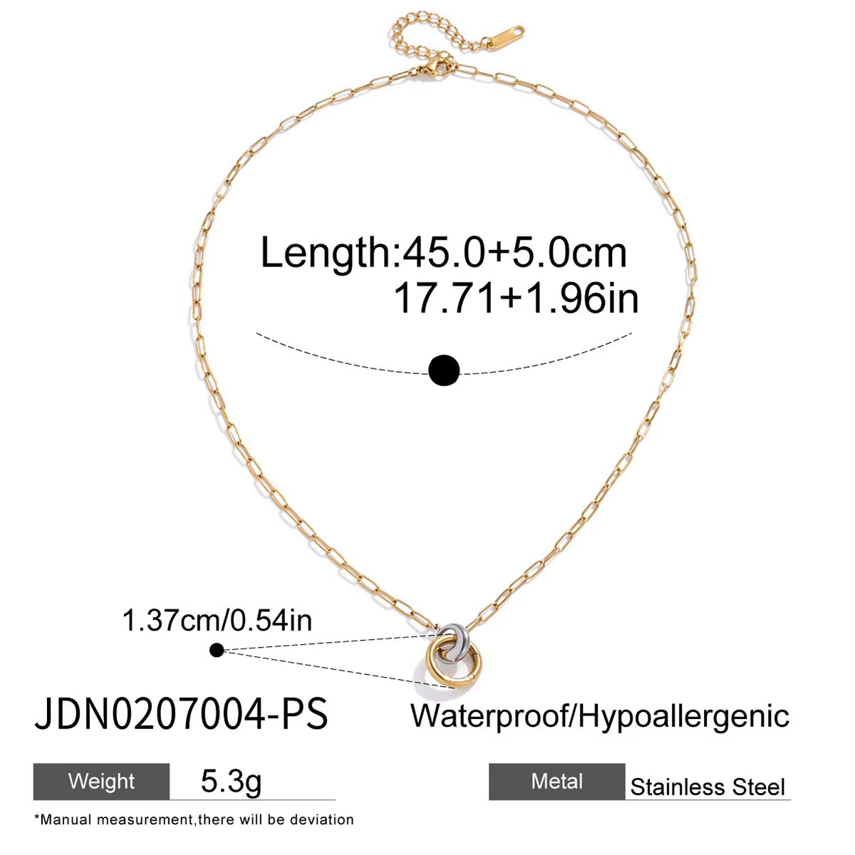 Ars – collier avec pendentif en forme de cœur entrelacé en acier inoxydable, plaqué or 18 carats, ch