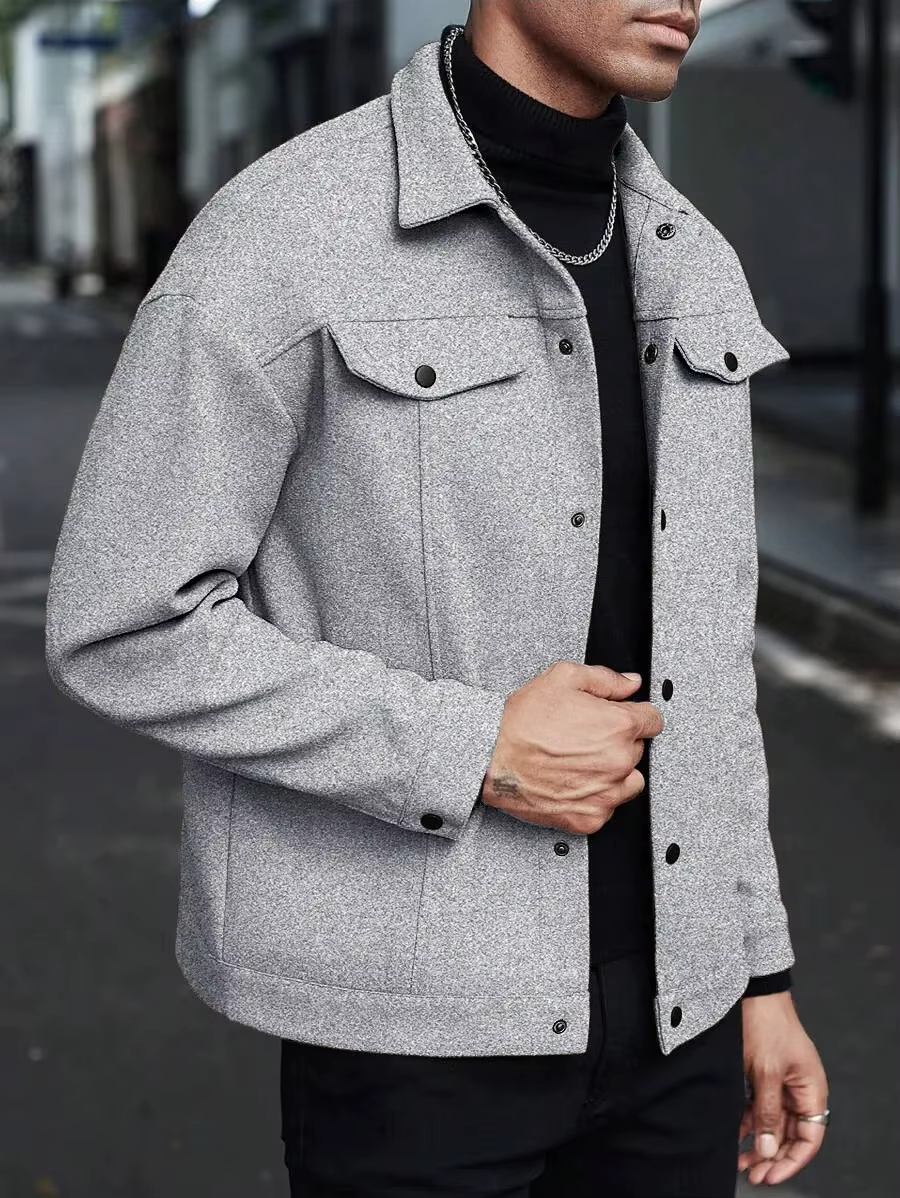 Veste en laine pour hommes, manteau à col de Style sportif décontracté, nouveau modèle d'automne et 