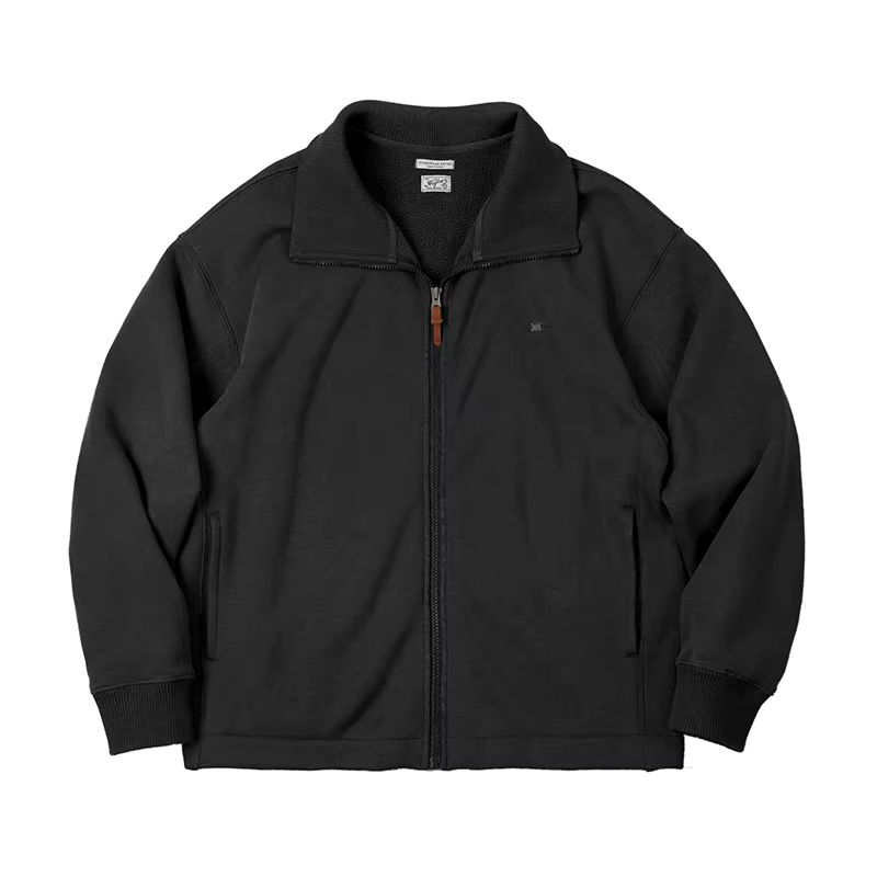 Maden Veste masculine à col haut chaude Doublure polaire épaisse vêtement extérieur Cardigan sportif
