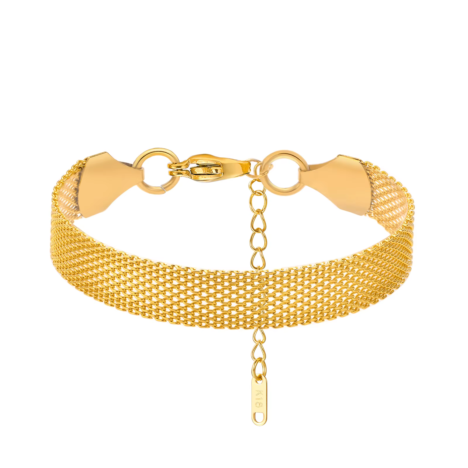 Bracelet en maille tricotée en acier inoxydable pour femmes, chaîne de poignet plaquée or, imperméab