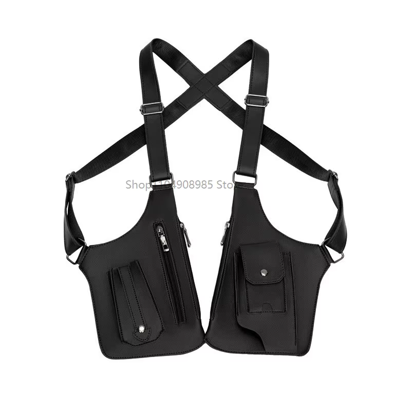 Sac de poitrine tactique pour homme en cuir PU de haute qualité, pochette pour téléphone, design vin